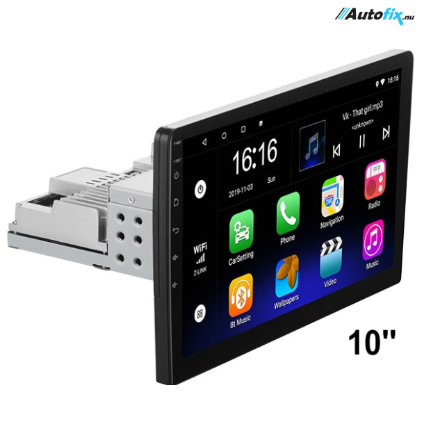 Autoradio 1DIN M/ 10'' Touchskærm - Apple Carplay & Android Auto -  Navigation / Wifi / Bluetooth 5.0 - Autoradio 1DIN -  ApS