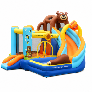 Hoppeborg inkl. 450W bl�ser - Doctor Dolphin Bouncer Honey Bear - 306x336x237 cm