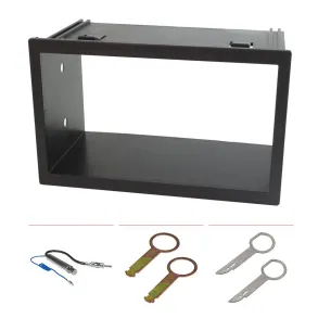 Radioramme Kit 2-DIN M/ Antenneadapter & Udtrksngler - Peugeot/Seat/Skoda/Volvo/VW - Sort Plast