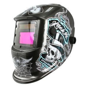Svejsehjelm Automatisk Med solceller - Med lucky skelet motiv - Justerbar i strrelse DIN 9-13