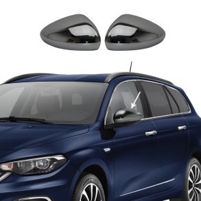 Spejlkappe 2 stk - Fiat Tipo Sedan rg. 2015-> - Rustfri stl sort krom