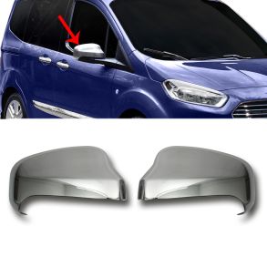 Spejlkappe 2 stk - Ford Tourneo Courier rg. 2018-> - Satin krom ABS Plastik