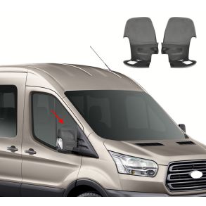 Spejlkappe 2 stk - Ford Transit rg. 2014-> - Sort Krom ABS Plastik