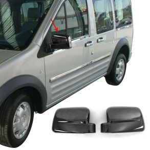 Spejlkappe 2 stk - Ford Connect rg. 2014-2017 - Sort Krom ABS Plastik 