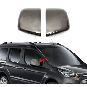 Spejlkappe 2 stk - Ford Connect rg. 2014-> - Sort Krom ABS Plastik 