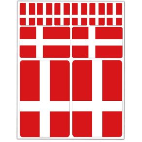 Flag Stickers 10 stk. - Selvklbende Danmarks Flag - 3 Strrelser