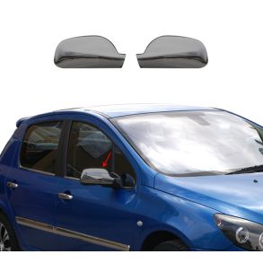 Spejlkappe Sort krom 2 stk - PEUGEOT 307 rg. 2001-2008 - ABS Plastik