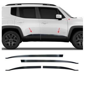 Sidelister - JEEP RENEGADE rg. 2014-> - 4 stk. Rustfri stl sort brstet krom 