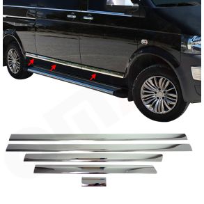Sidelister - VW T5 TRANSPORTER rg. 2003-> - 5 stk. Rustfri stl krom