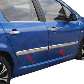 Sidelister - PEUGEOT 307 Hatchback rg. 2001-2008 - 4 stk. Rustfri stl krom