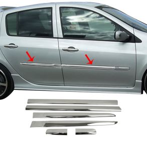 Sidelister - RENAULT CLIO III Hatchback rg. 2006-2012 - 6 stk. Rustfri stl krom