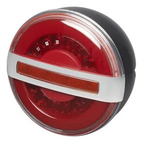 Baglygte med dynamisk blinklys 12V/24V - Med 3 funktioner - ECE godkendt (�140 mm)