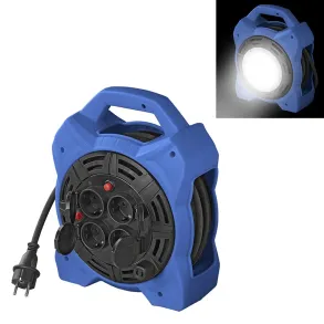 Kabeltromle schuko med 4 udtag - 15 meter / 3x1,5mm�  - Med LED belysning