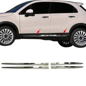 Sidelister - Fiat 500X 2015-2020 - 4 stk. Rustfri stl mrk krom