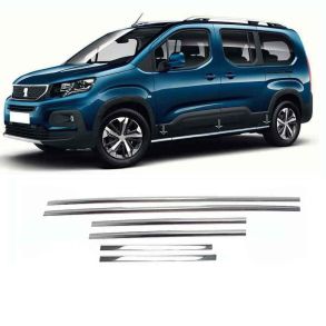 Sidelister - Peugeot Rifter 2018-> - 6 stk. Pvc Plast krom