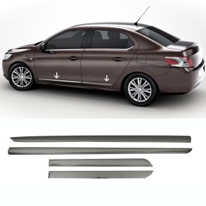 Sidelister - Peugeot 301 2012-2020 - 4 stk. Rustfri stl mrk krom