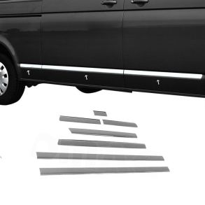 Sidelister - VW T5 Transporter 2003-2015 (lang model) - 7 stk. Rustfri stl krom