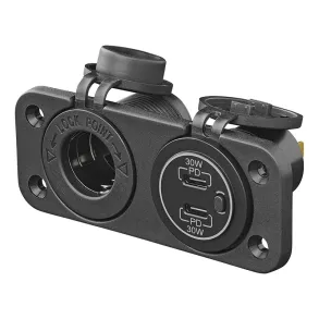 Str�mudtag Panel Universal 12V-24V - 1x Str�mudtag & 2x USB-C - Til Fastmontering