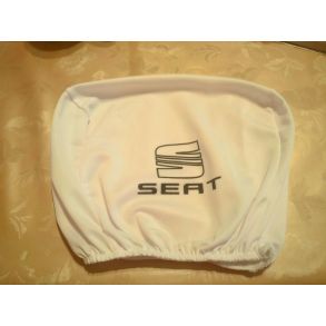 Nakkestttebetrk - Seat Hvid  2 stk - Sort farvet logo