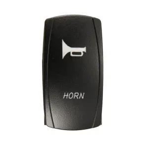 Hornkontakt Med Hvid horn Symbol - Fjederkontakt 12V-24V - Bl LED lys