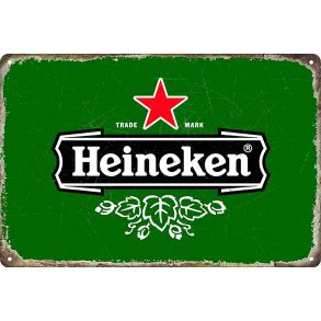 Retro Metalskilt - Heineken - Vandret - Str. 20x30 cm