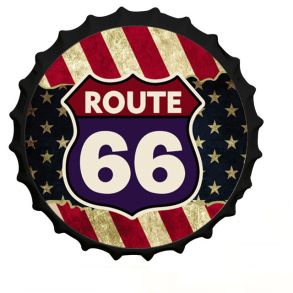 Retro Metalskilt - Route 66 - Rund  300 mm
