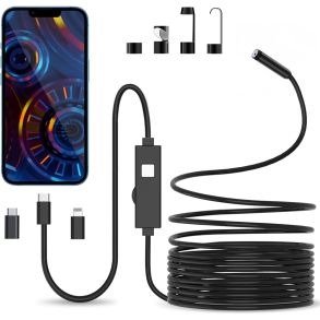 Endoskop / inspektionskamera til mobiltelefon - Med 5 Meter ledning & 8 LED - 1080P HD