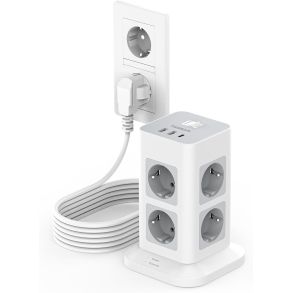 Stikdse - Forlngerkabel 3 Meter - 8 stik & 1x USB-C(3A)& 2x USB-A (2,4A)