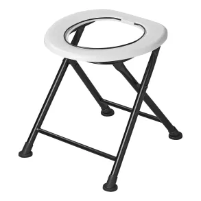 Campingtoilet Foldbar - Kapacitet 150 kg - Sort & Hvid