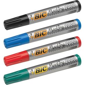 BIC Permanente tuscher - 4 farver (Sort, Bl, Rd. Grn)