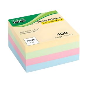 Post-it memoblok - Pastel kollektion - 400 stk  - 75x75mm