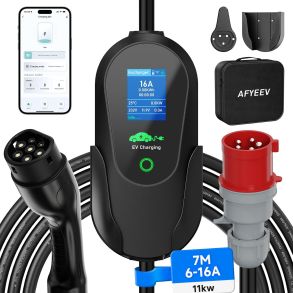 EV Charger Type 2 Wall Mount 6-16A - EV Charger with app - 11kW (7 meter cable)
