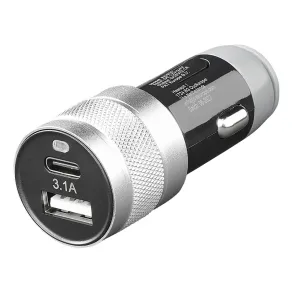 USB-oplader - 1x USB-A + 1x USB-C - 12/24V (Maks 3,1A)