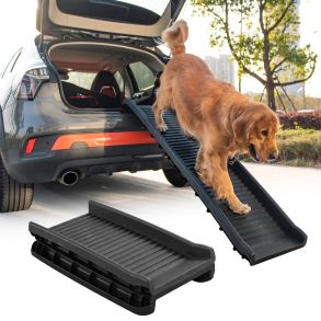 Hunderampe Foldbar Sort ABS Plast - Lngde 156 cm - Maks. 90 kg