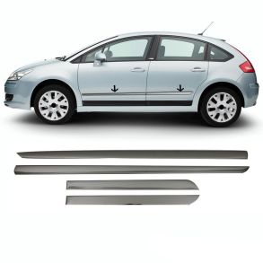 Sidelister - Citren C4 RG. 2004-2010 - 4 stk. Rustfri stl mrk krom