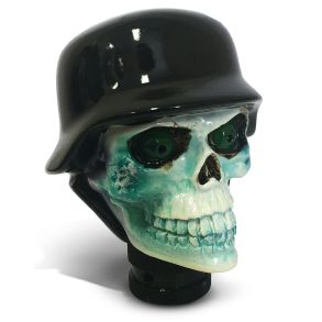 Gearknop Skelethoved Med Militr Hjelm - Skull Sort & Hvid - Universal