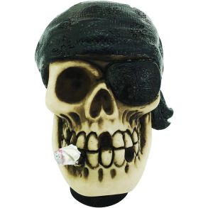 Gearknop Skelethoved Med Bandana Og Cigar - Skull Sort & Hvid  - Universal