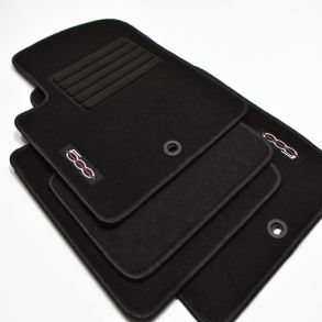 Bilmtter velour - Fiat 500/500C rg. 2007-2013 - Sort med logo