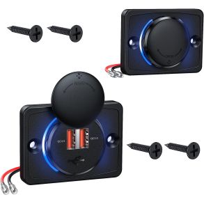 USB-udtag 2x 12V-24V (3.1A) - Hurtig Opladning Af Smartphones & Tablet (QC3.0) - Med Bl belysning