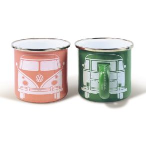 Emaljekrus - VW T1 Bus - Bl & brun ellerPink & grn