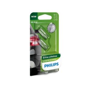 W5W P�re 12V - Philips LongLife EcoVision - 2 Stk