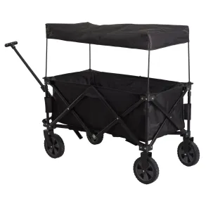 Trkvogn foldbar med tag sort - Belastning 80 kg - Ml 90x48x67 cm