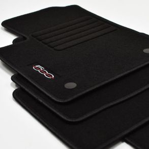 Bilmtter velour - Fiat 500/500C 2013-2020 - Sort med logo