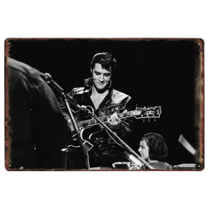 Retro Metalskilt - Elvis Presley On Stage - Str. 20x30 cm.