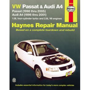 Reparationsbog Haynes - Volkswagen VW Passat (1998-2005) & Audi A4 1.8L turbo & 2.8L V6 (1996-2001)