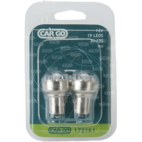 LED pre 2 stk - 19xLEDs Rd - 12V 1,3W BA15S 