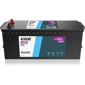 Startbatteri til busser & lastbiler - Exide EK2303 AGM Pro - 12V (230ah / 1250cca)