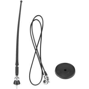 Gummiantenne Sort Universal - Med Aftageligt Antennekabel - Totallngde 410 mm 