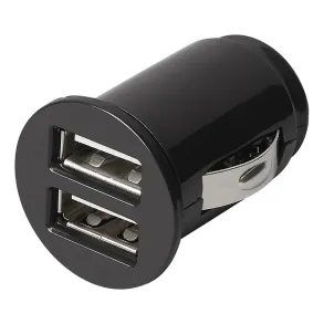 USB oplader mini - 2x USB indgange - 12/24V 3100 mA / 15W - Sort 1 stk