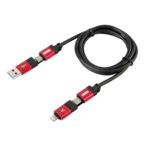 Ladekabel 6 i 1 - USB / USBC / Lightning stik  - Lngde 1 meter